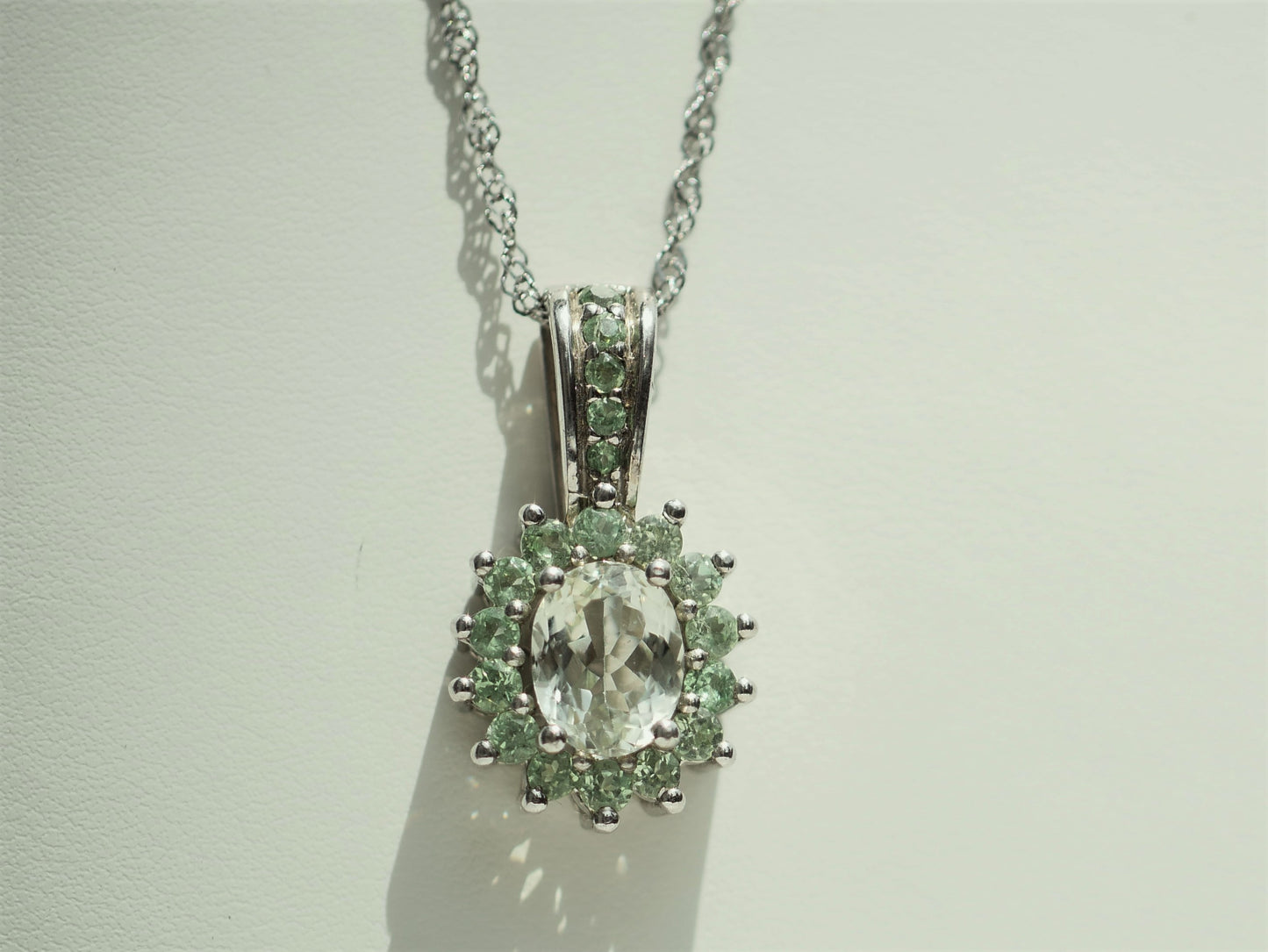 Prasiolite and Garnet Pendant