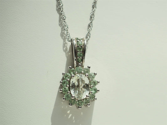 Prasiolite and Garnet Pendant